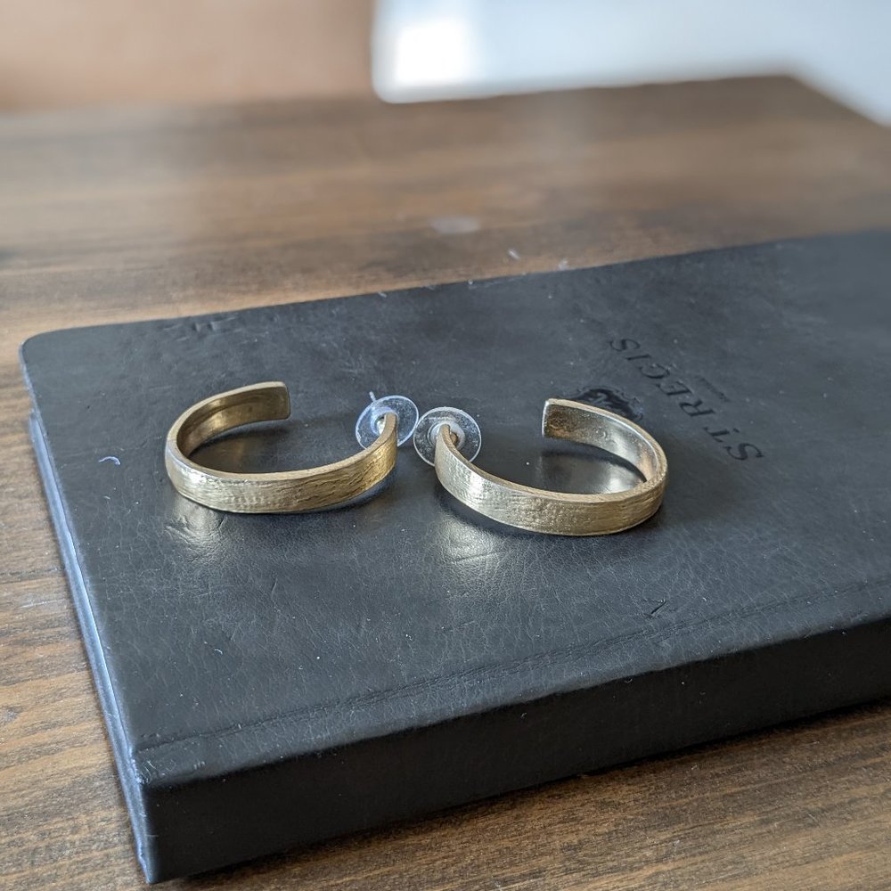Brushed Gold Open Hoop Earrings - Women Jewelry